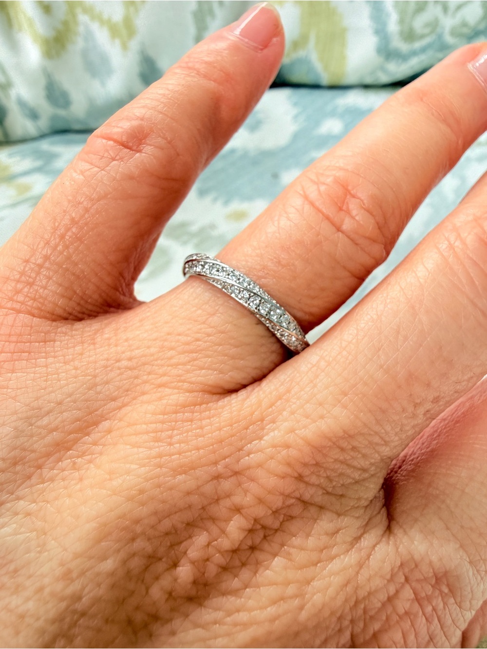 Silver Pave Diamond-Style Twist Ring in Silver